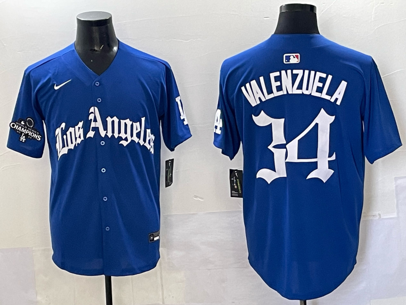 Men Los Angeles Dodgers #34 Valenzuela Blue 2025 Nike MLB Jersey style 002->los angeles dodgers->MLB Jersey